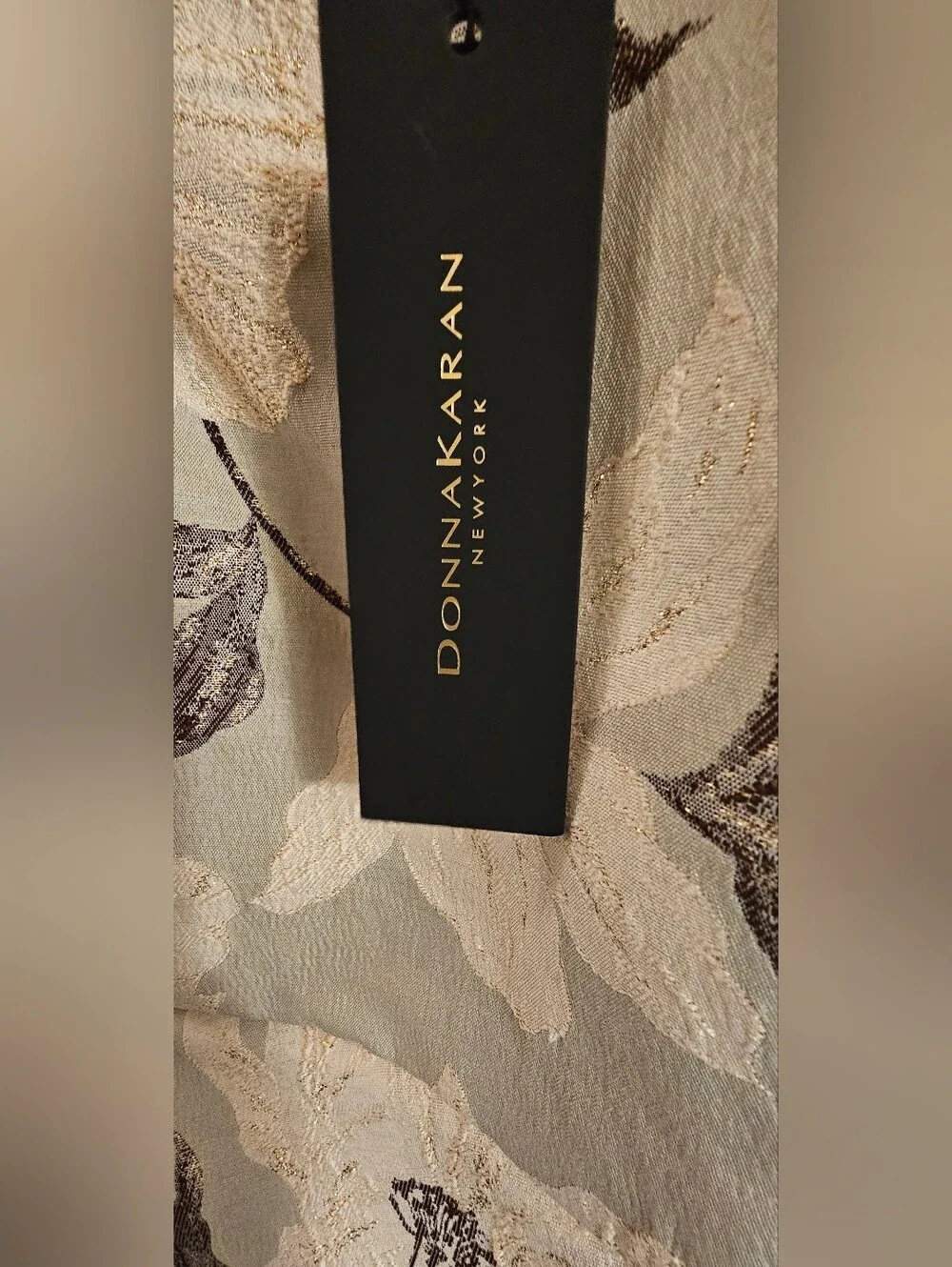 Donna Karan Sage Dress w/Cream Floral Print